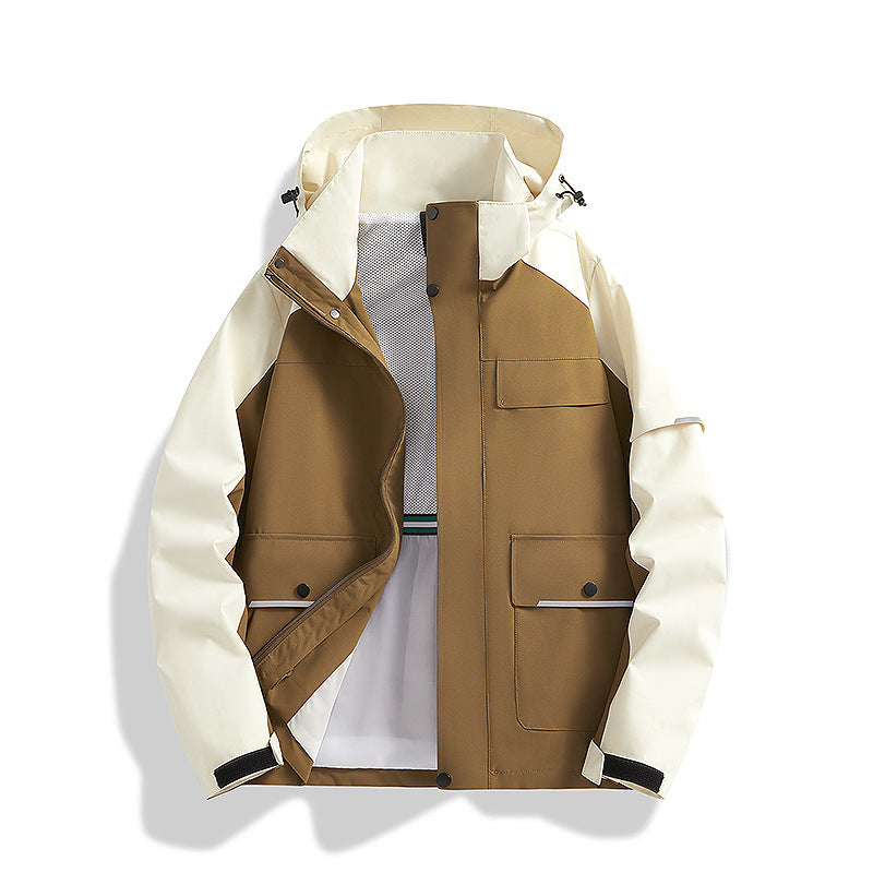 Men's three-layer trekking jacket with welded seams, hood, and multifunction pockets Chichicherry