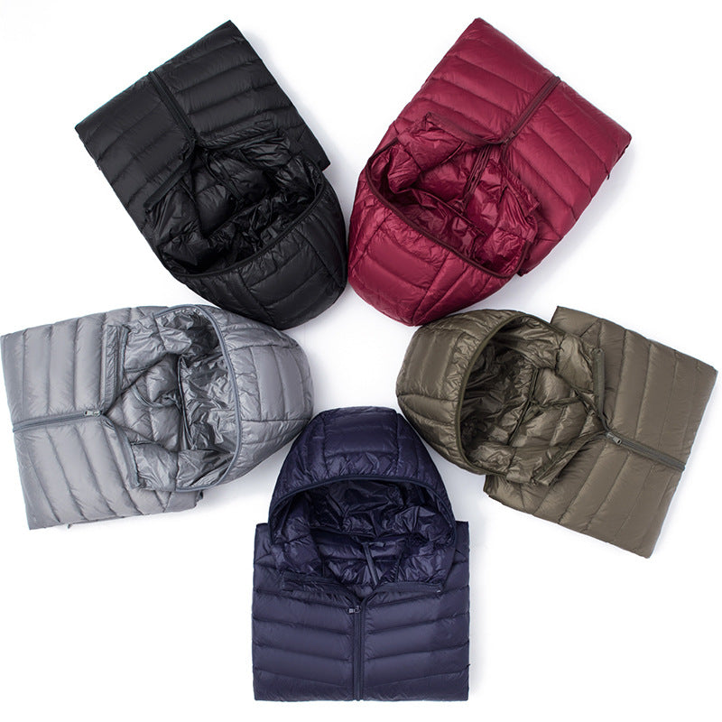 Men's Ultralight Quilted Hooded Jacket with Windproof Microfiber Filling Chichicherry