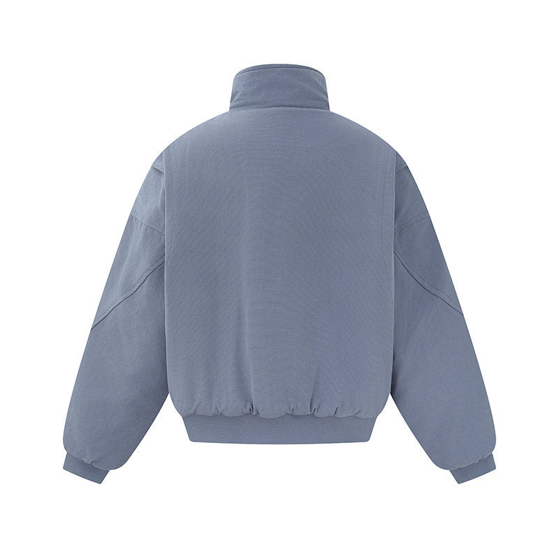 Unisex Boxy-padded Short Jacket with High Collar and Minimalist Seam Design Chichicherry