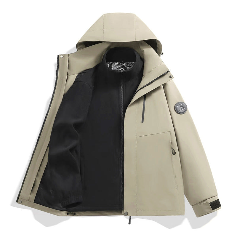 Men's softshell performance jacket with removable hood, concealed full-length zipper, and ergonomic cut Chichicherry