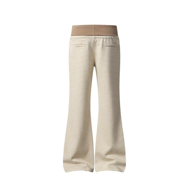 Ladies Wide Flared Lounge Pants with High Comfort Waistband, Drawstring and Fine Stripe Structure Chichicherry