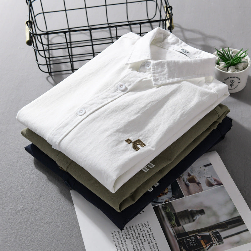Men's Casual Cotton Overshirt with Kent Collar, Subtle Embroidery Logo and Relaxed Fit Chichicherry