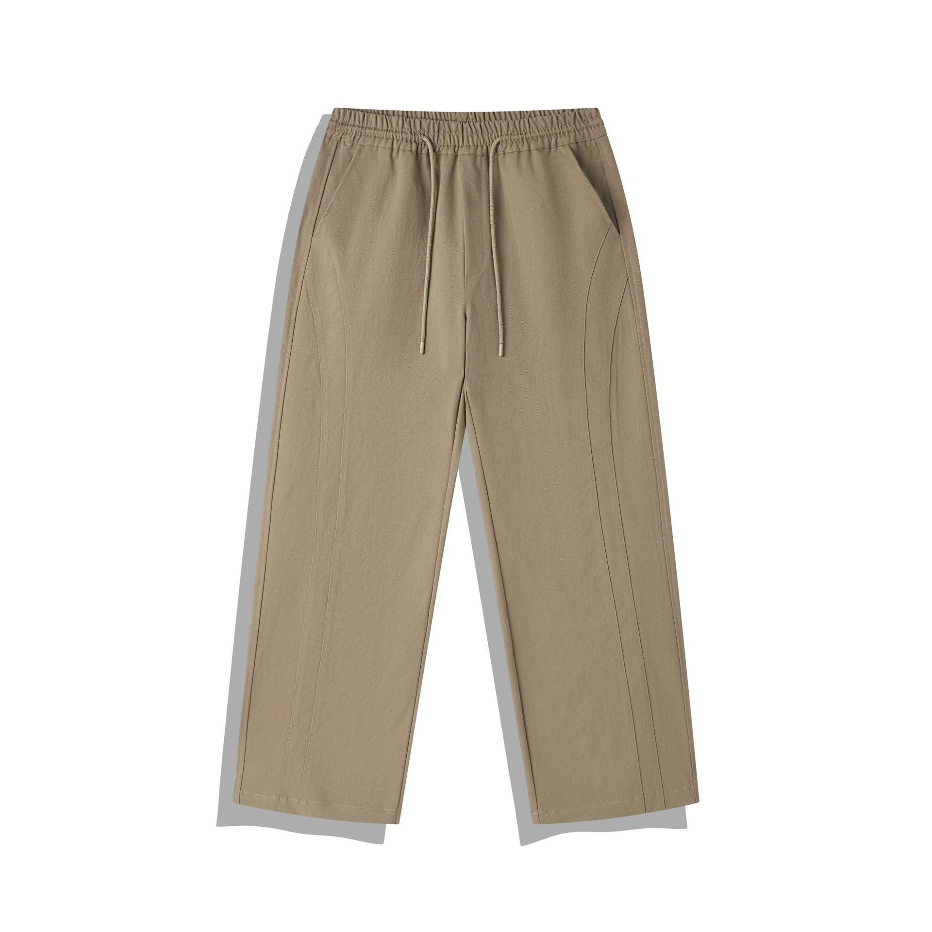 Women's cropped pants in relaxed fit with elastic waistband, drawstring, and decorative stitching Chichicherry