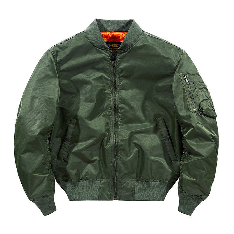 Men's Modern Nylon Flight Bomber with Contrasting Lining, Sleeve Pocket, and Elastic Ribbed Cuffs Chichicherry