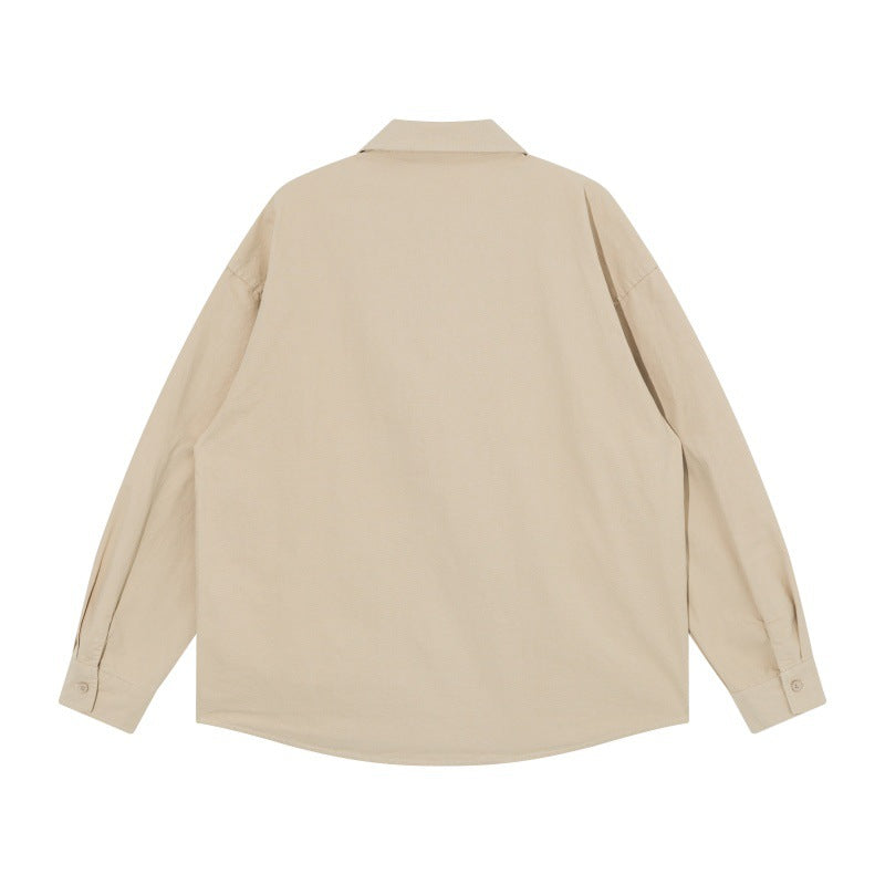Men's Oversized Shirt Jacket in Workwear Style with Decorative Stitching and Metal Rivets Chichicherry