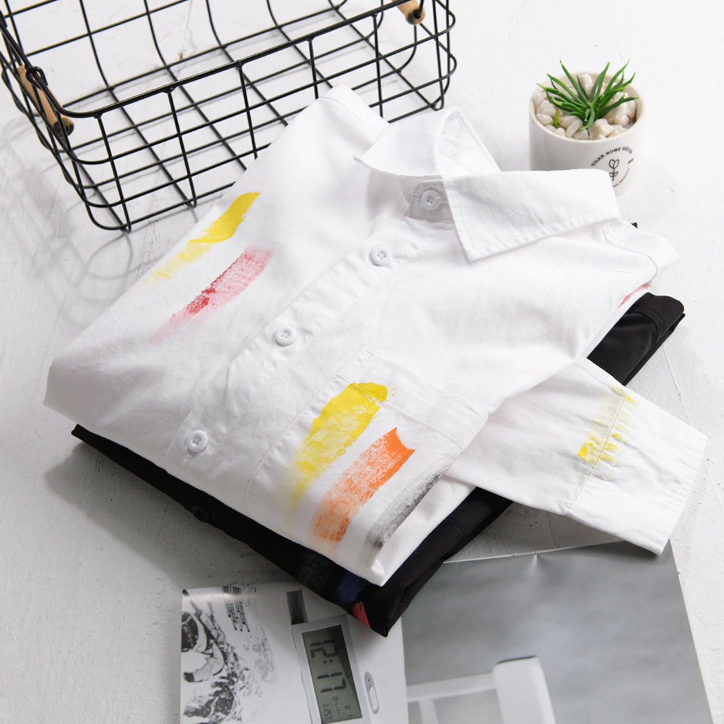 Unisex Printed Cotton Overshirt in Artist Print with Chest Pocket Chichicherry