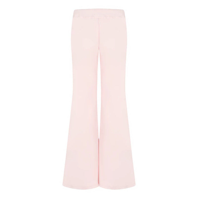 Women Flared Lounge Pants with High Comfort Waistband, Drawstring and Rhinestone Logo Chichicherry