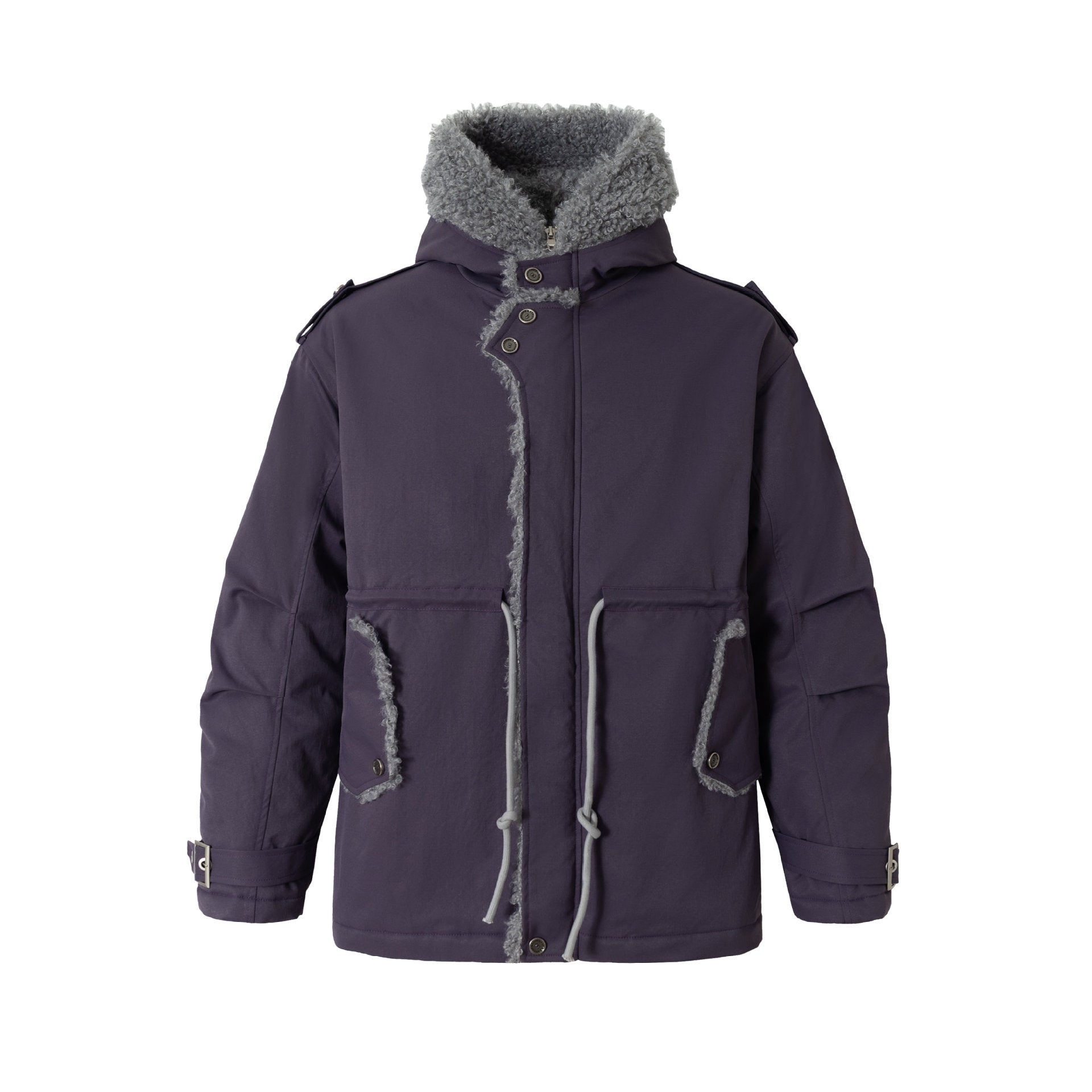 Women's short parka with teddy lining, drawstring and buckle sleeves Chichicherry
