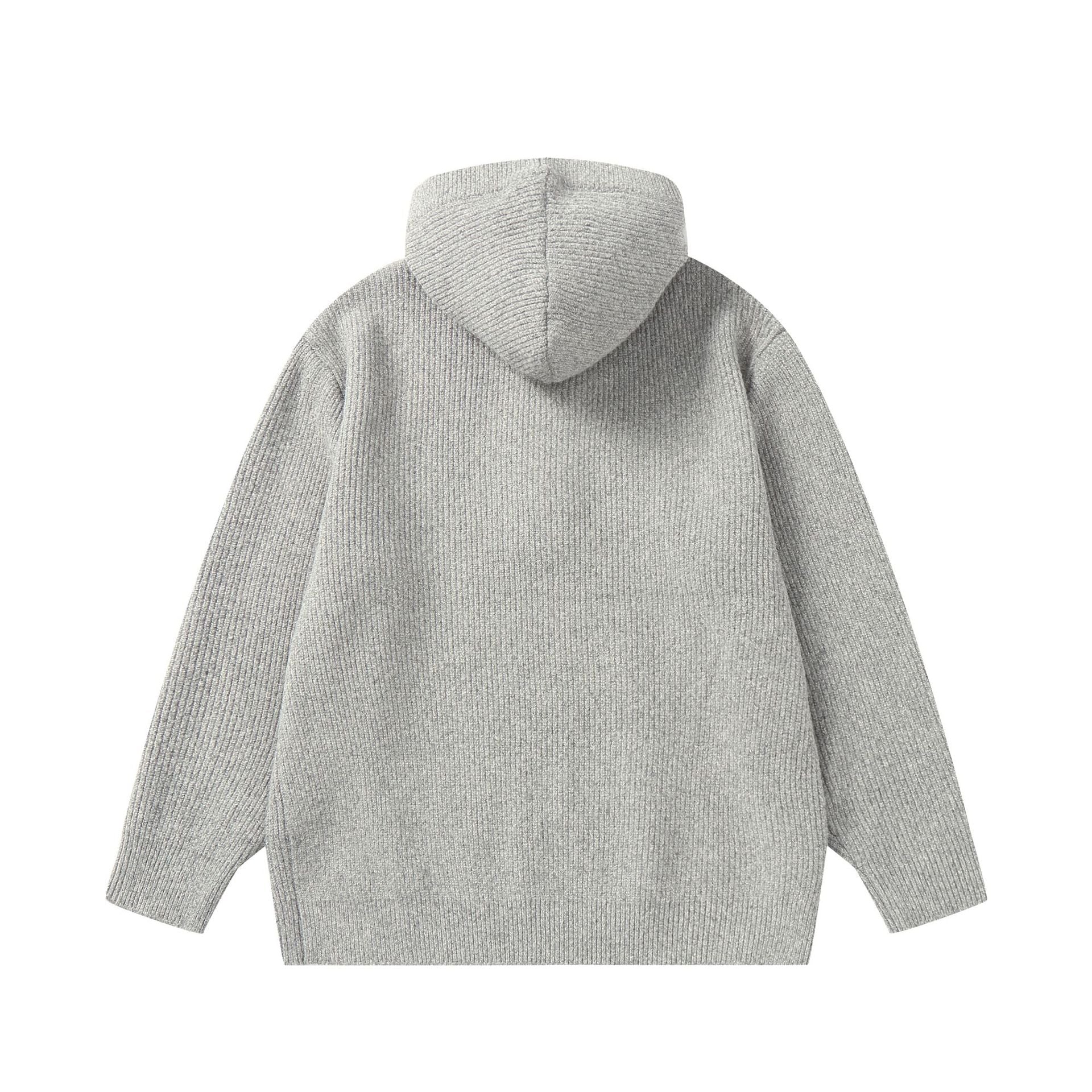 Unisex Ribbed Knit Hoodie with Half-Placket and Oversized Fit Chichicherry