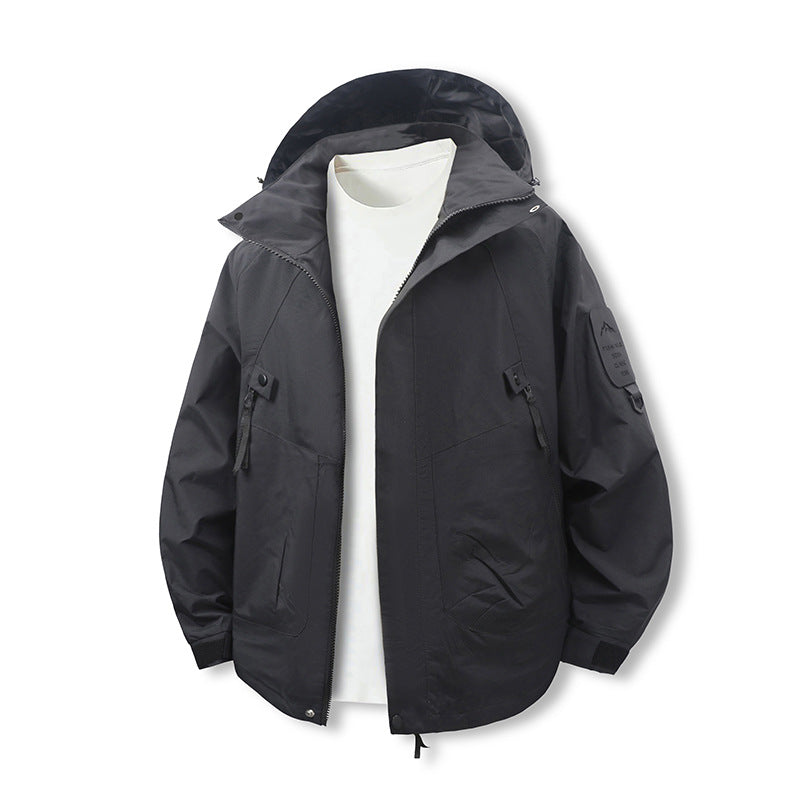 Men's Wind and Water Resistant Softshell Utility Jacket with Hood Chichicherry