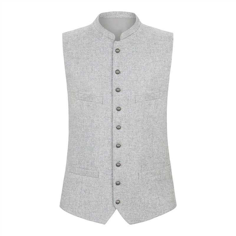 Men's vest with stand-up collar and continuous button placket in traditional style Chichicherry