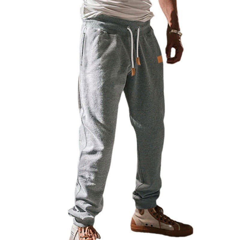 Men's Slim-Fit Jogging Pants with Elastic Waistband, Drawstring and Narrow Leg Cuff Chichicherry
