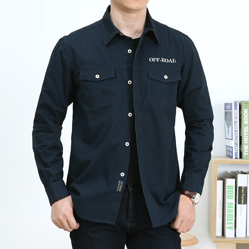 Men's shirt jacket in utility style with chest flap pockets and off-road embroidery Chichicherry