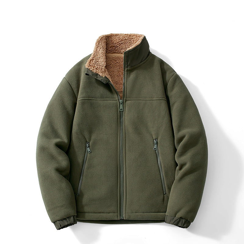 Men's Teddy-lined fleece jacket with stand-up collar, zipper and thermo inner lining Chichicherry