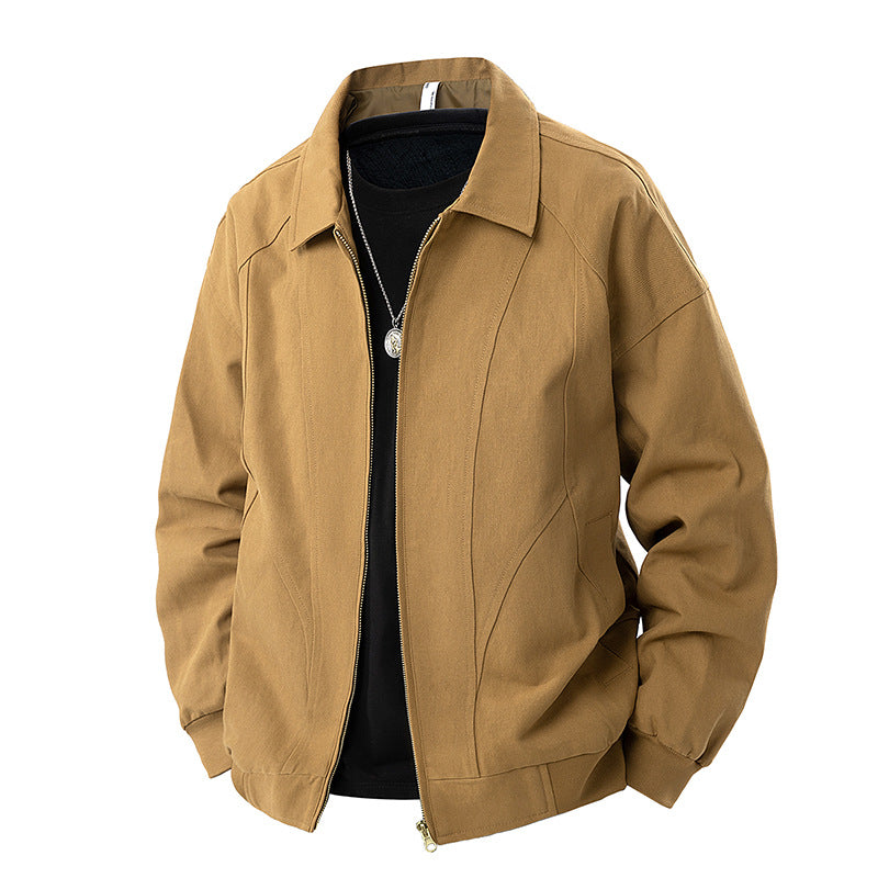 Men's Modern Blouson with Shirt Collar, Two-Way Zipper and Subtle Division Seam Chichicherry