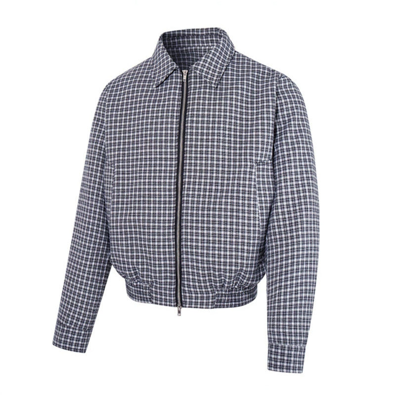 Women's Short-Cut Checked Zip Jacket with Elastic Cuff Chichicherry
