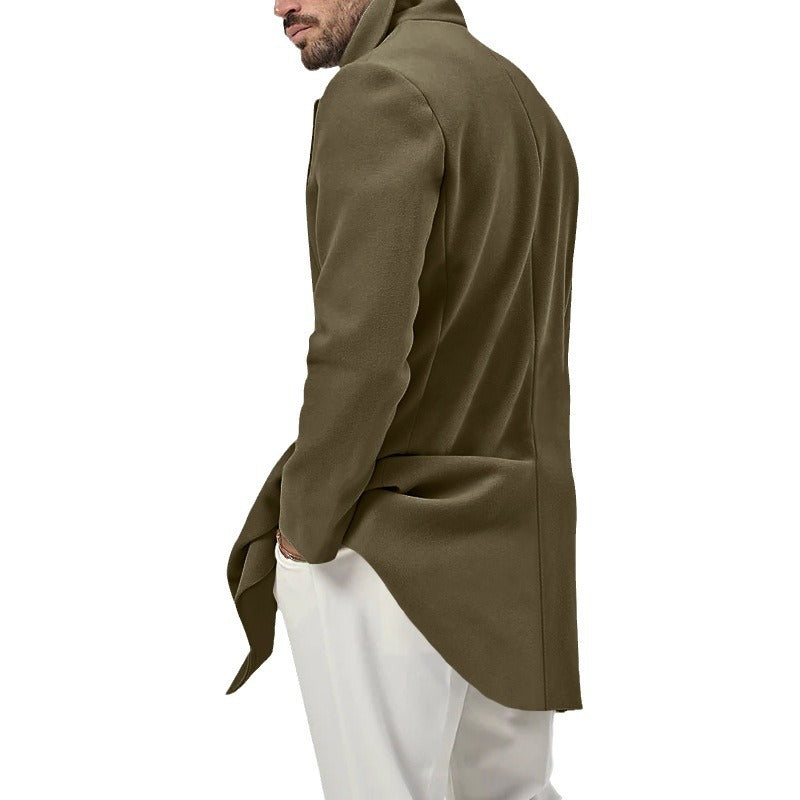 Men's short coat in marine style made of wool blend with double button placket and large lapel Chichicherry
