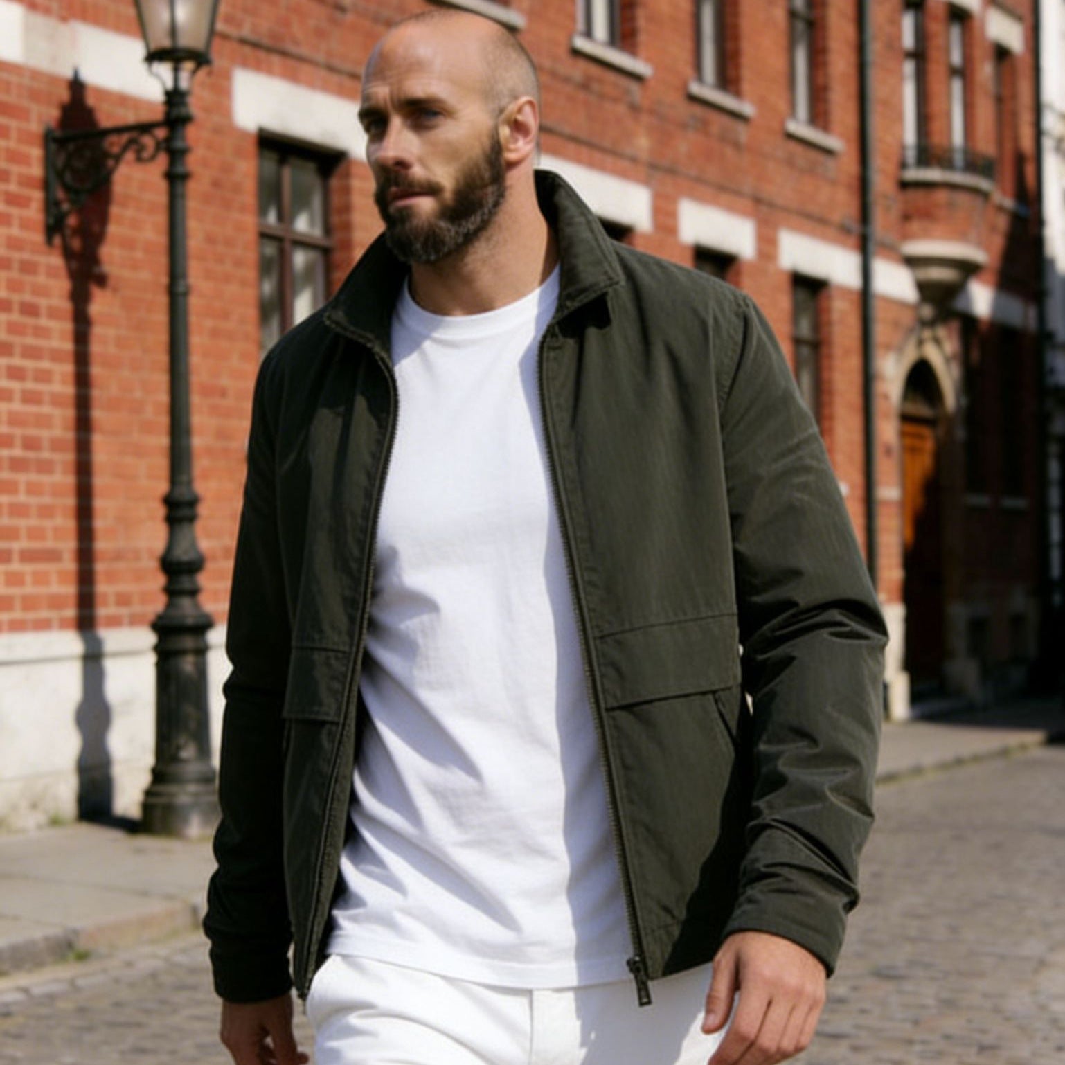 Men's Lightweight Utility Blouson Jacket with Shirt Collar and Applied Flap Pockets Chichicherry