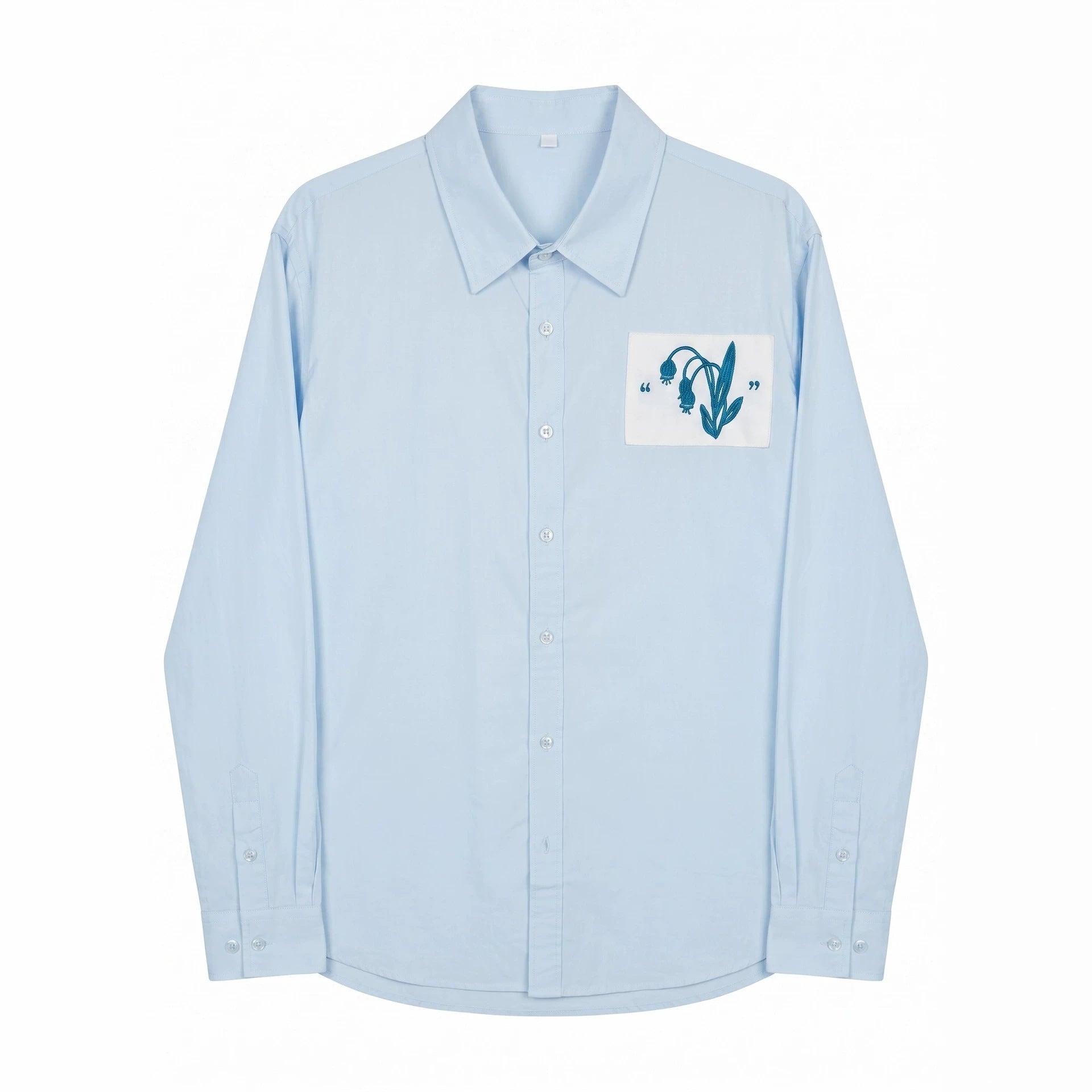 Men's Oversized Shirt with Embroidered Chest Patch and Kent Collar Chichicherry