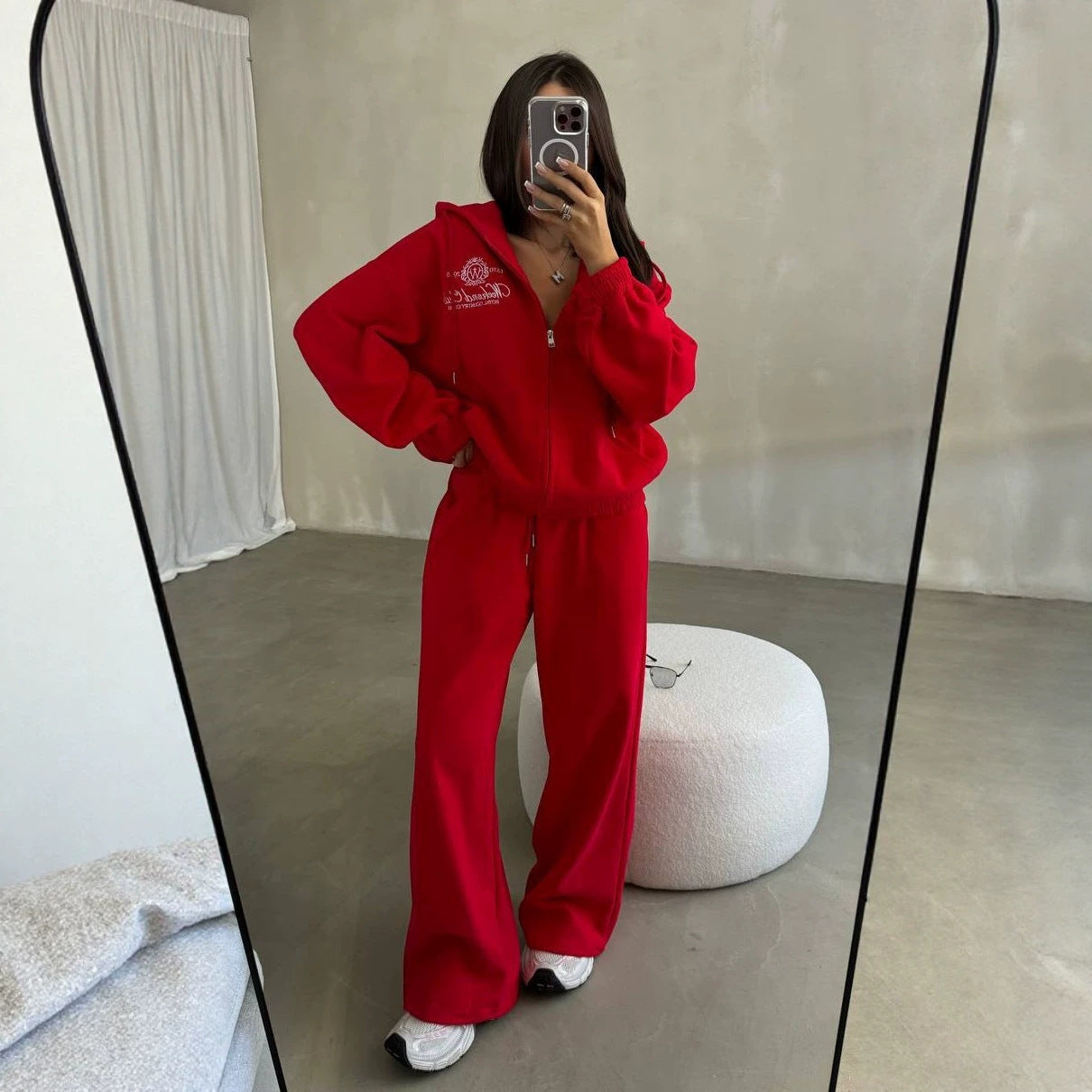 Damen Weiches Oversize-Kapuzen-Sweatjacken-Set mit weiter Jogginghose Chichicherry