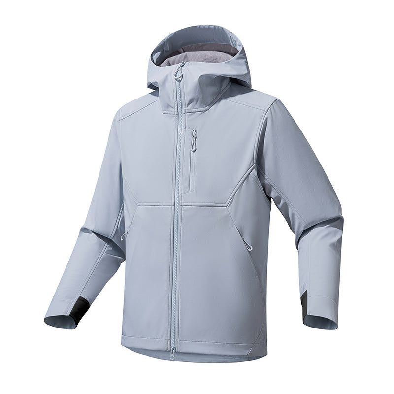 Men's softshell hooded sweatshirt jacket with stretch windbreak, ergonomic cut and chest zipper Chichicherry