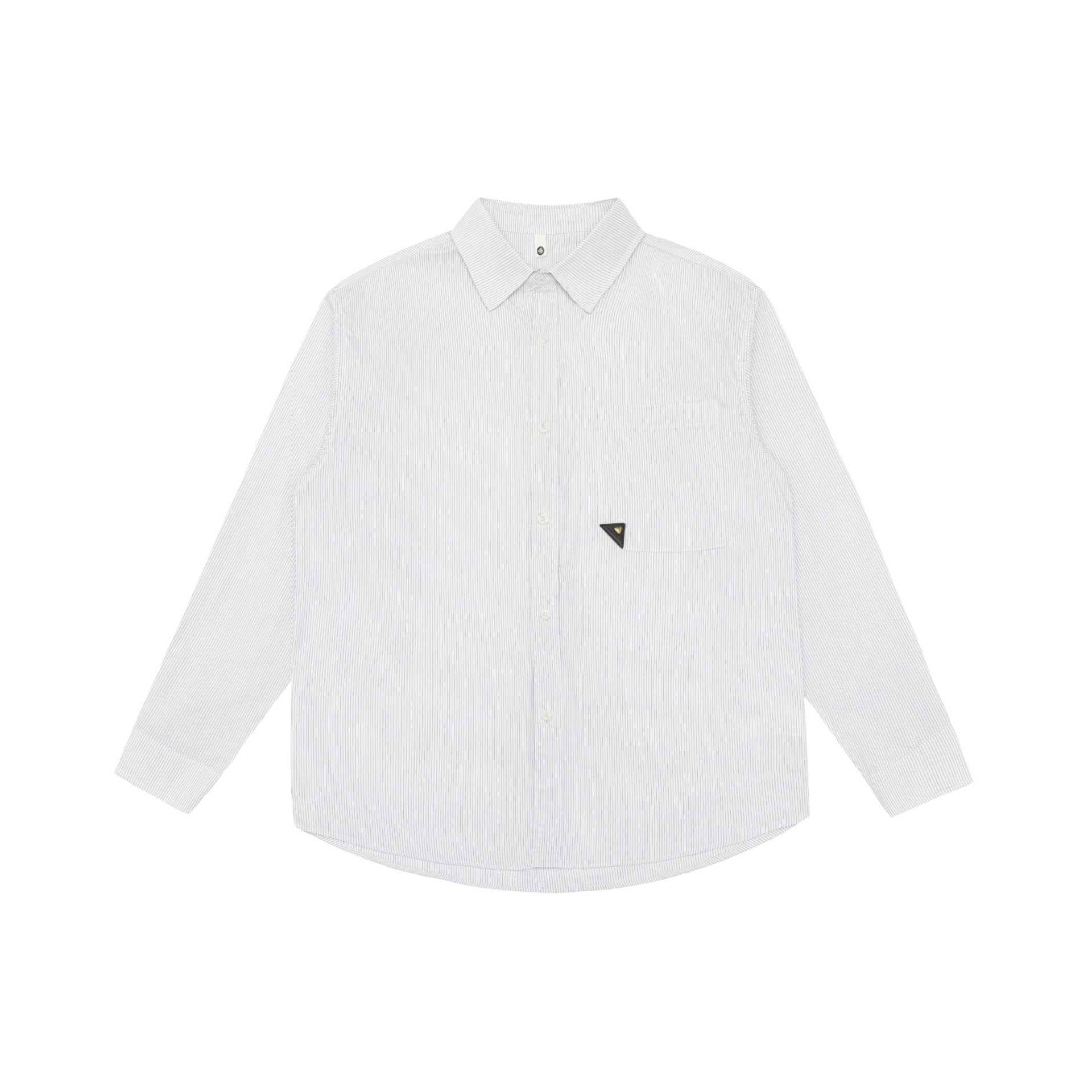 Men's Loose Striped Cotton Shirt with Chest Pocket and Kent Collar Chichicherry