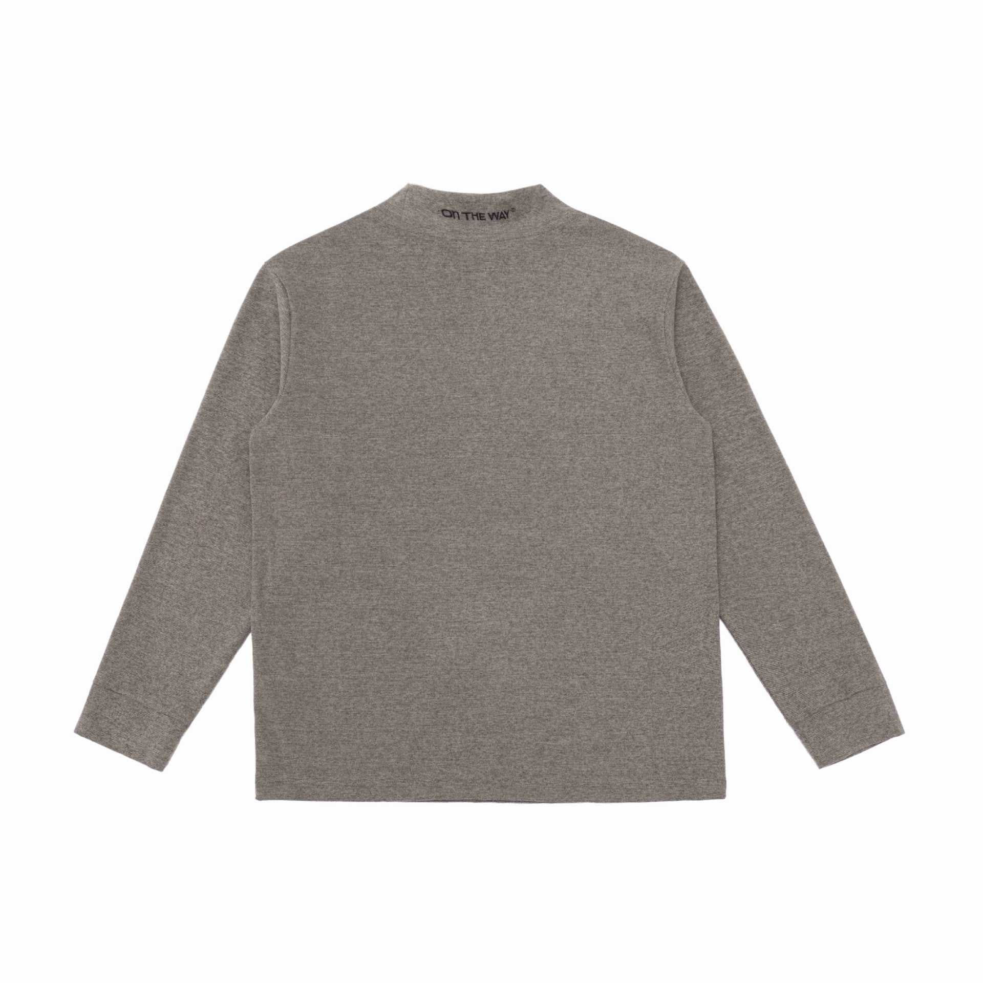 Unisex finely structured mock neck pullover made of cotton blend with subtle chest embroidery Chichicherry