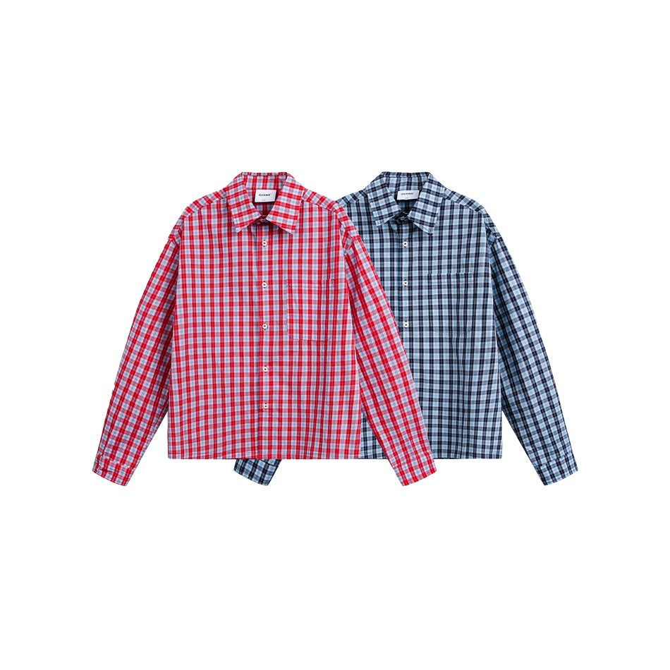 Men's Checkered Boxy Shirt with Boxy Cut, Chest Pocket and Soft Cotton Mix Chichicherry