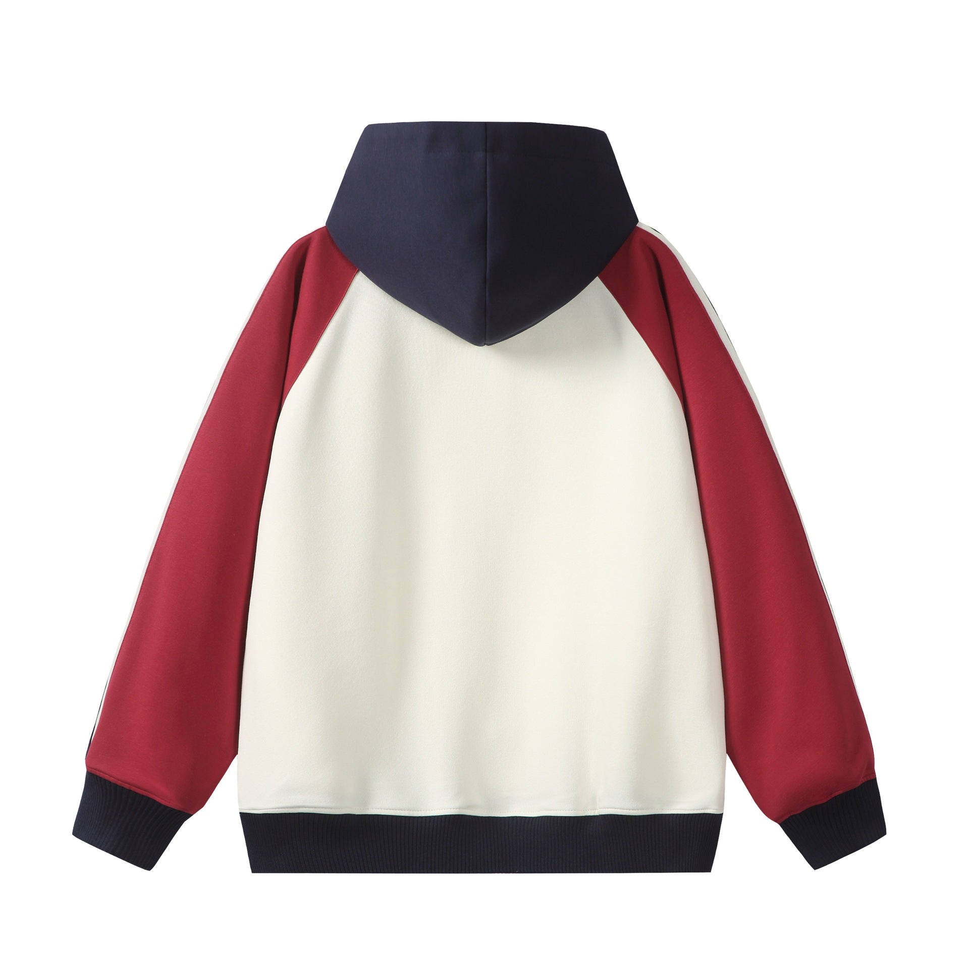 Unisex Hooded Zip Jacket in Retro Sports Style with Color Block Inserts and Kangaroo Pocket Chichicherry