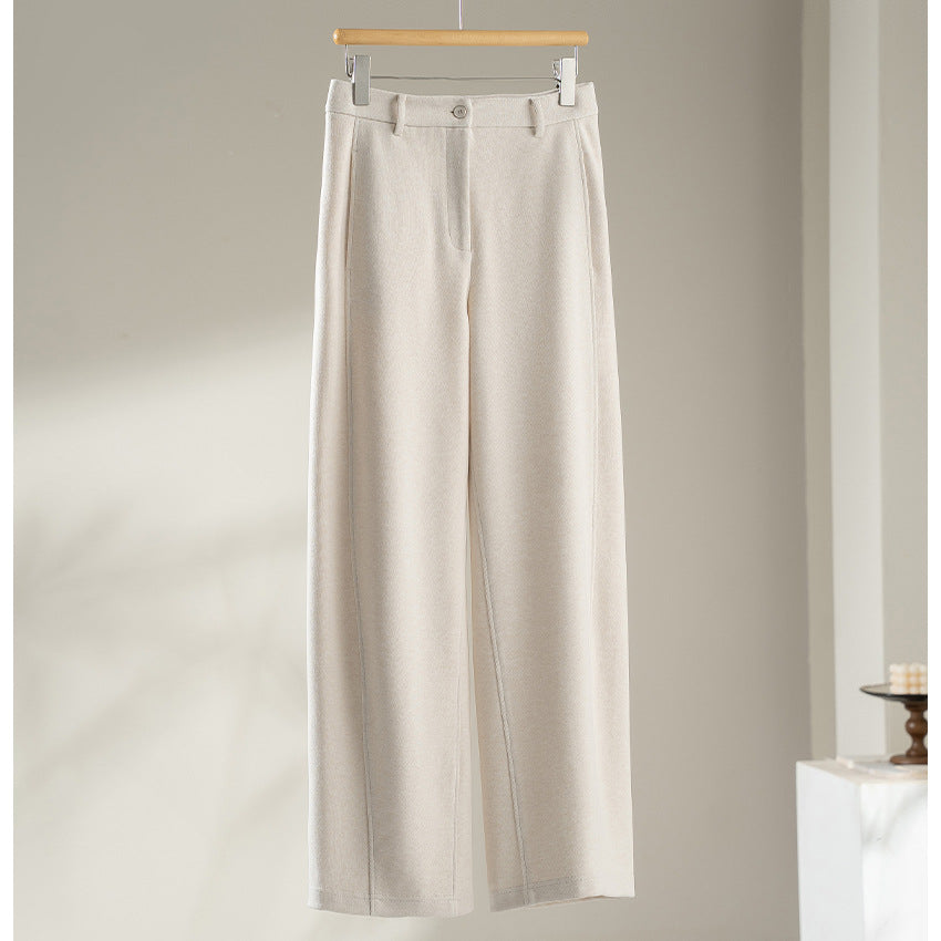 Women's High-Waist Pants with Ironed Pleat and Straight Leg Chichicherry