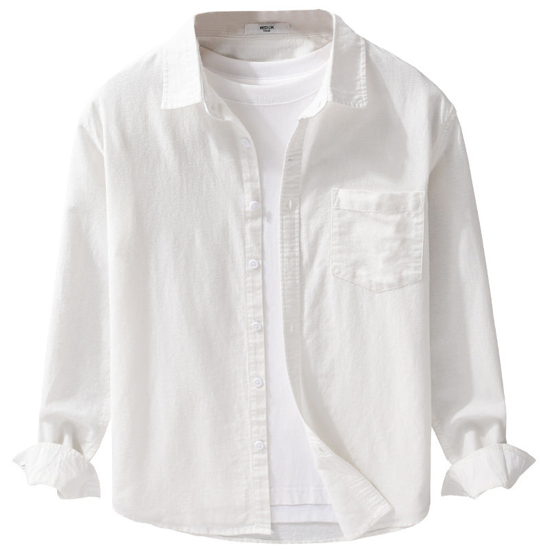 Men's Soft-Touch Cotton Blend Overshirt in Layering Look with Chest Pocket Chichicherry