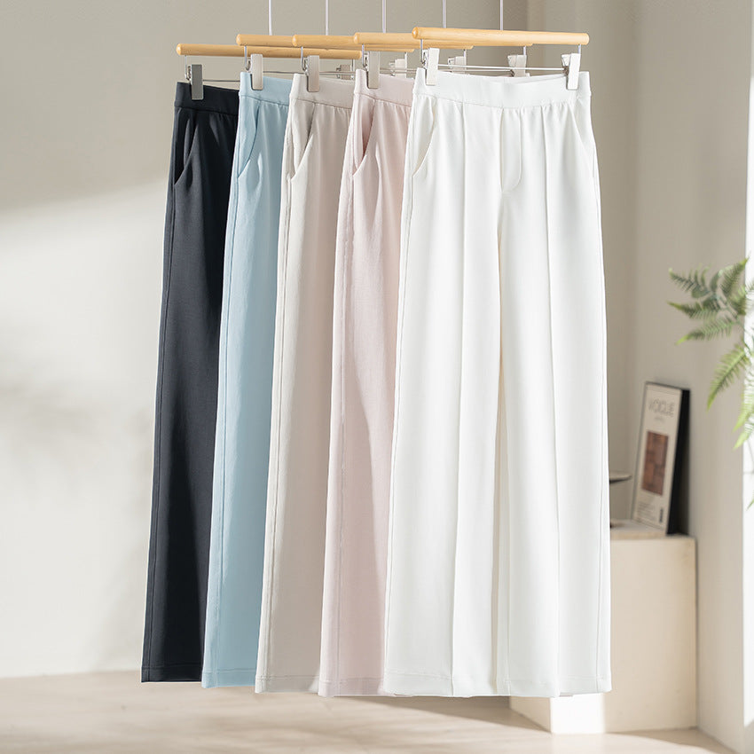 Ladies Wide Highwaist Trousers with Pleat, Elastic Waistband and Side Pockets Chichicherry