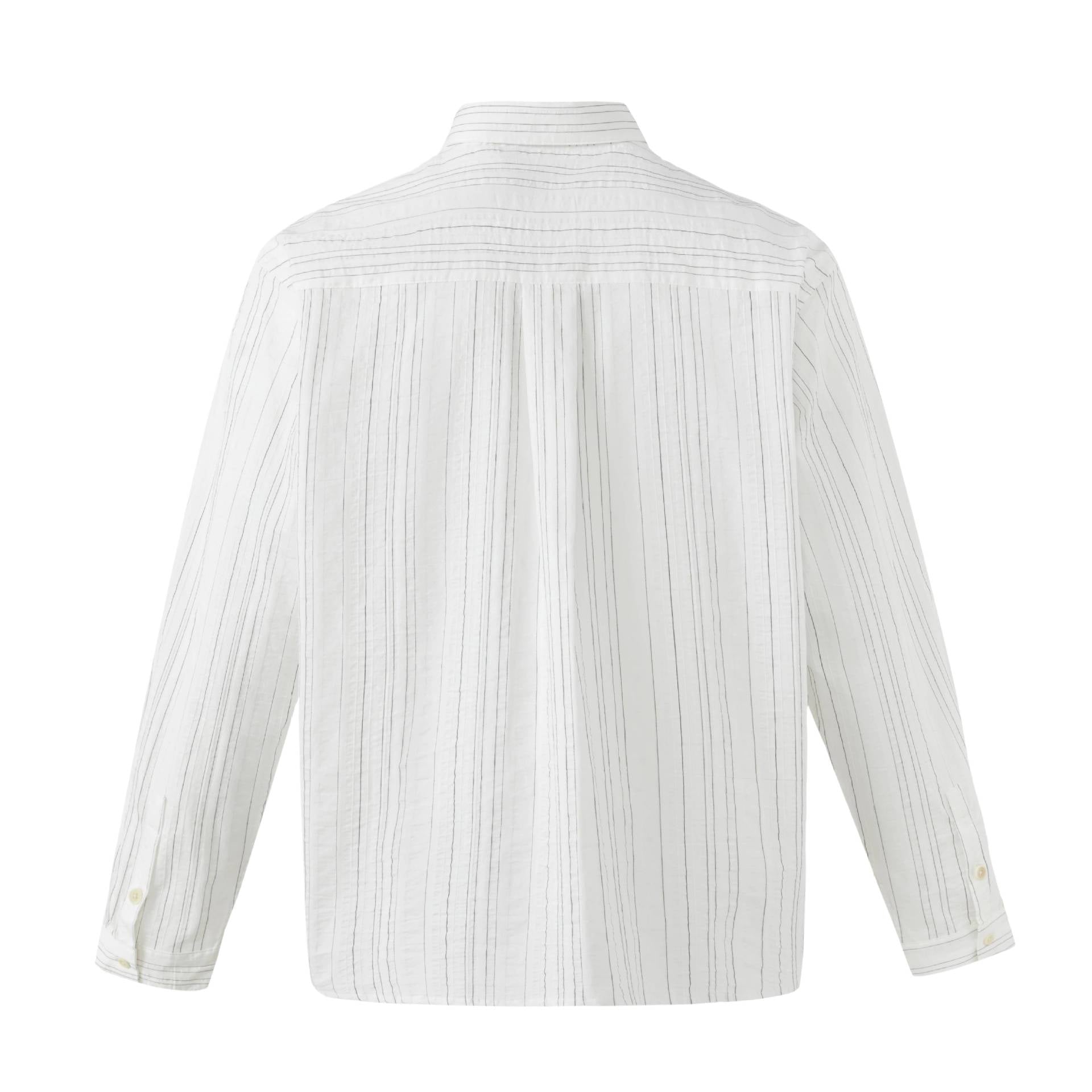 Men's Lightweight Linen-Cotton Shirt with Fine Stripes and Kent Collar Chichicherry