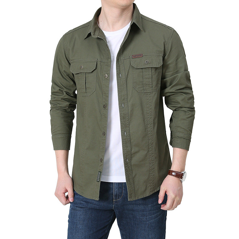Men's robust overshirt made of cotton canvas with chest flap pockets Chichicherry