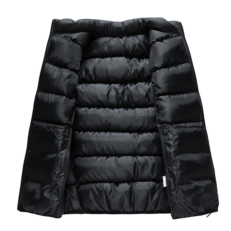 Men's Sleeveless Ultralight Quilted Insulation Vest with High Collar and Side Zipper Pockets Chichicherry