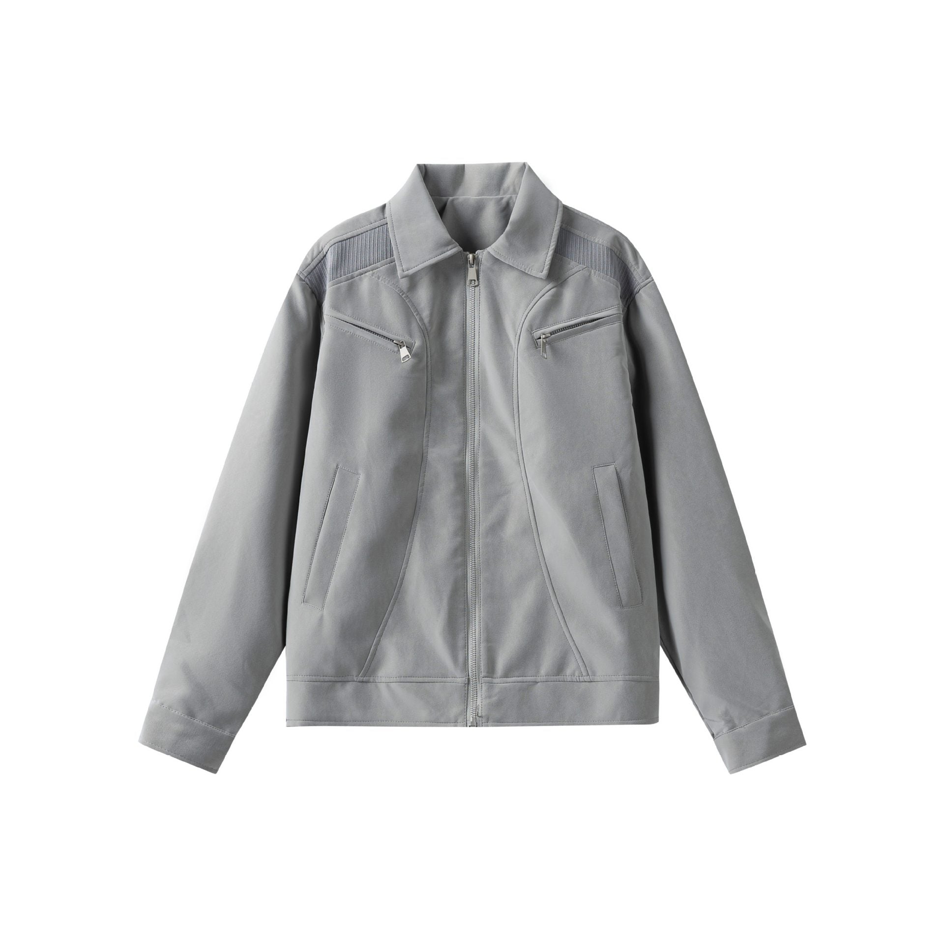 Men's Lightweight Bomber Jacket in Field Style with Full-length Zipper and Zipper Chest Pockets Chichicherry