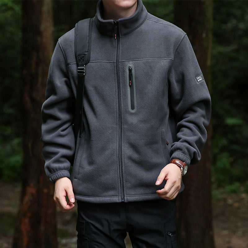 Men's fleece outdoor jacket with full zip, high collar, and water-repellent zip pocket Chichicherry