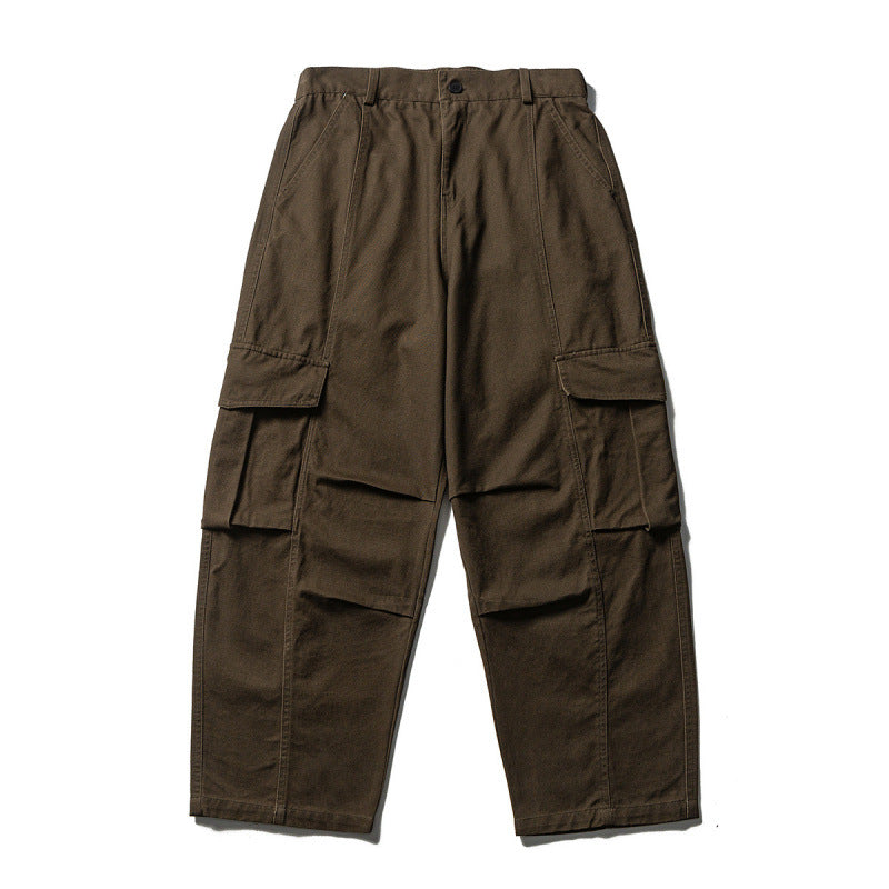 Men's Wide Utility Cargo Pants in Baggy Cut with Multiple Pockets and Reinforced Knee Areas Chichicherry