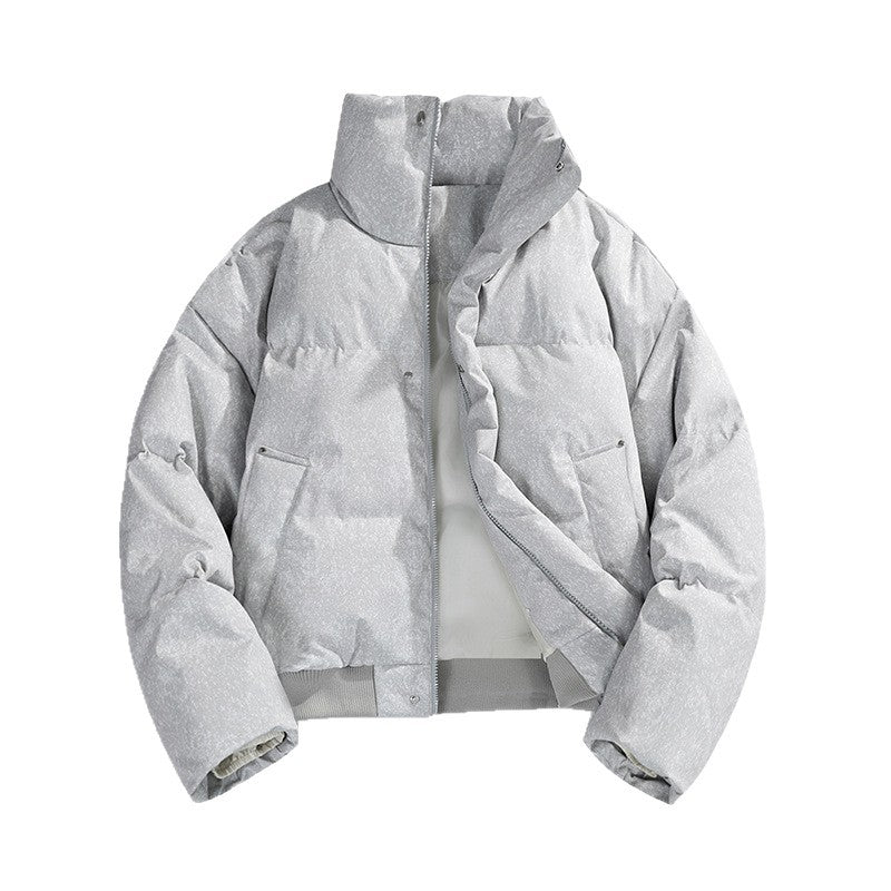 Men's short padded quilted jacket with high stand-up collar and matte structured optics Chichicherry