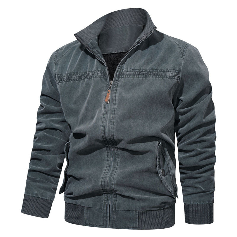 Men's lightweight vintage canvas blouson with stand-up collar and ribbed cuffs Chichicherry