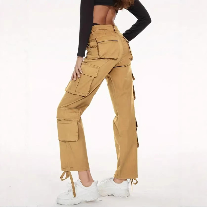 Women Cargo Pants in Relaxed Wide-Leg with Multiple Pockets and Reinforced Seams Chichicherry
