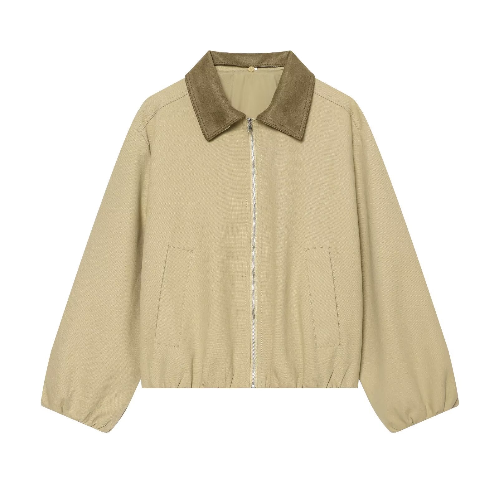 Ladies Boxy Field Blouson with Velour Collar and Elastic Hem Chichicherry