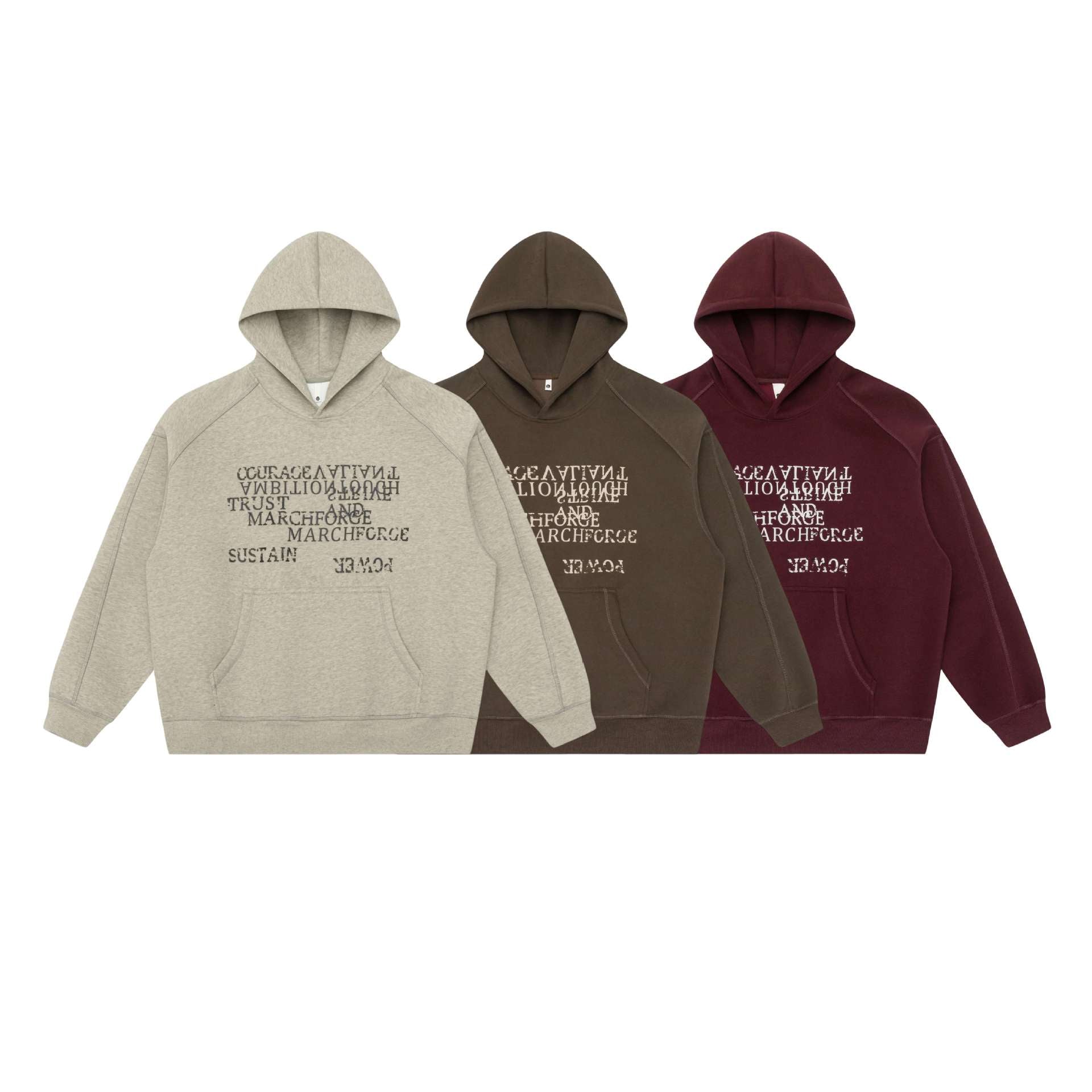 Unisex Oversize Hoodie with raglan sleeves, kangaroo pocket and offset typo print Chichicherry
