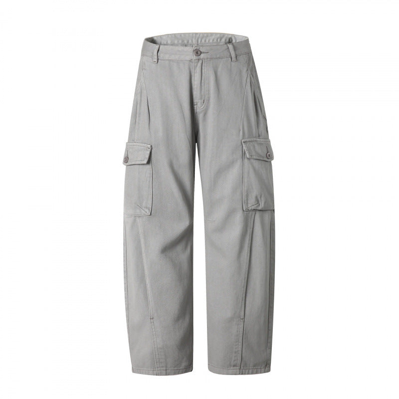 Men's Utility Style Cargo Pants with Flap Pockets and Straight Leg Chichicherry