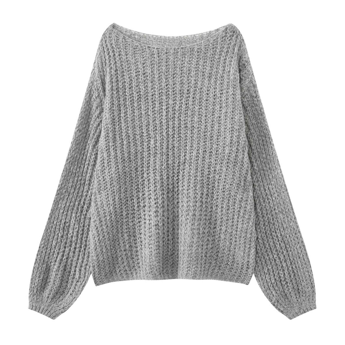 Women Oversize Chunky Knit Sweater with Boat Neck and Cozy Mohair Look Chichicherry