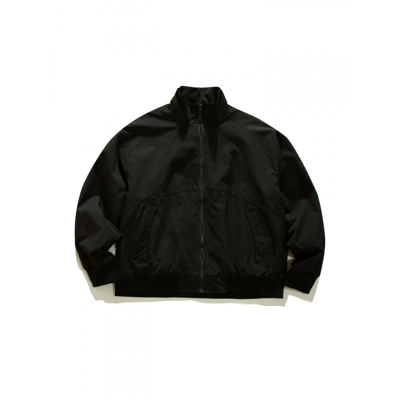 Men's Lightweight Boxy Training Jacket with Stand-Up Collar, Raglan Sleeves and Ribbed Hem Chichicherry