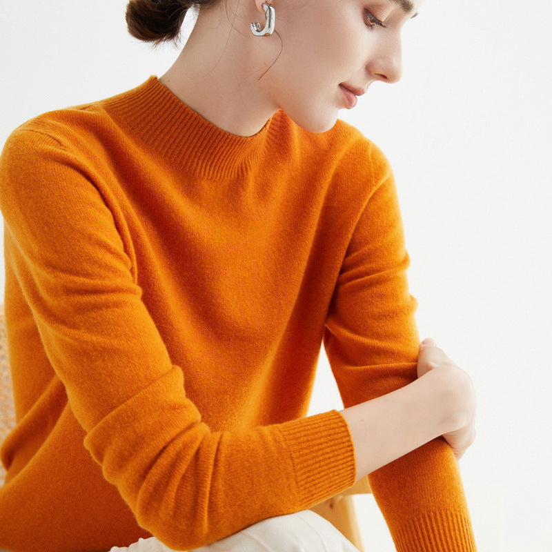 Ladies short mock neck pullover made of cashmere look with a light fuzzy appearance Chichicherry