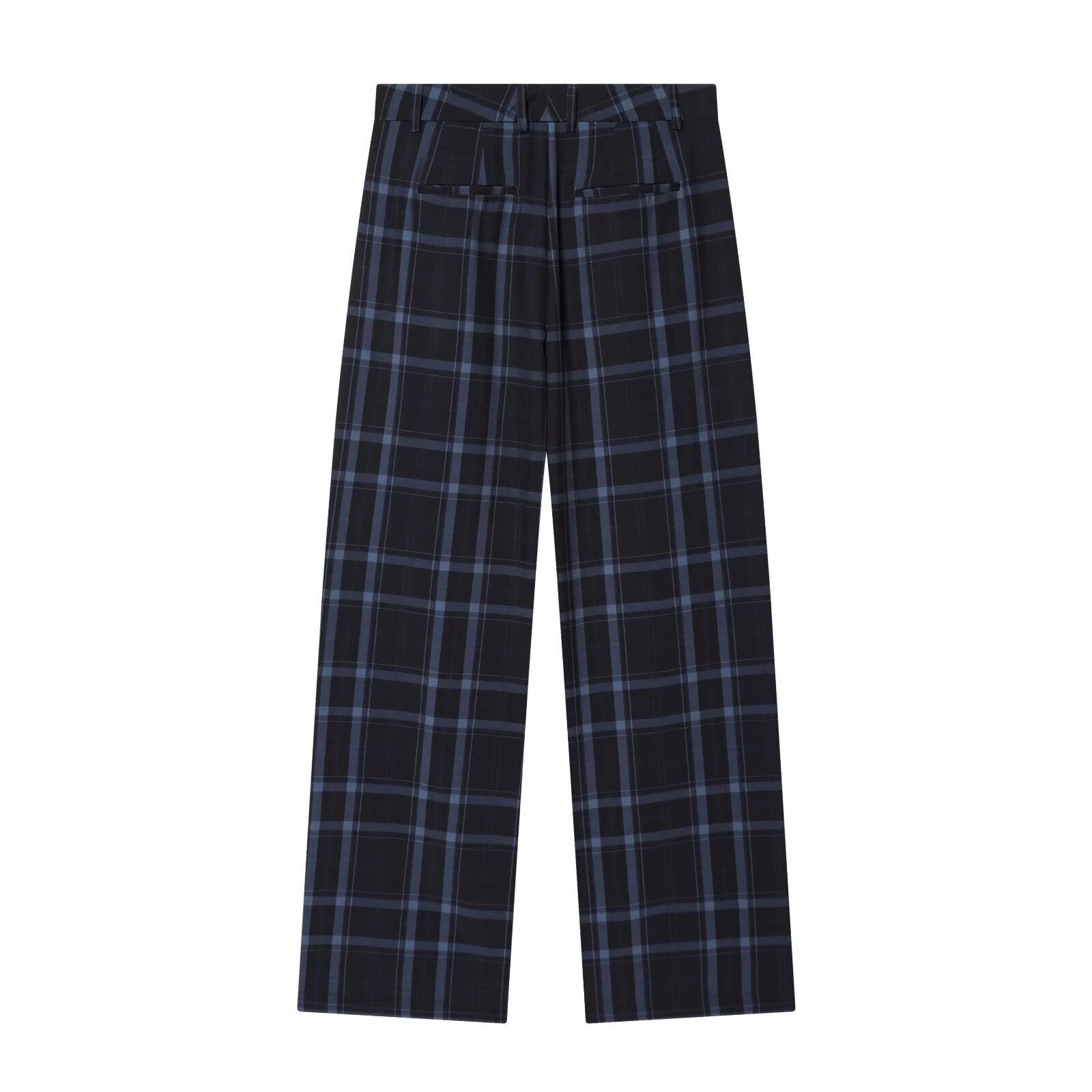 Women's high-waisted checked trousers with wide leg, crease and belt loops Chichicherry