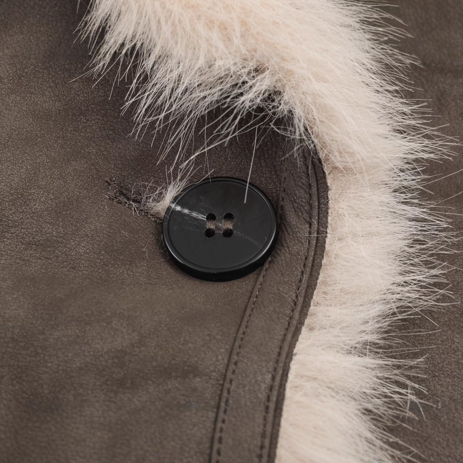 Women Longer Reversible Faux Fur Coat with Oversized Shawl Collar and Patch Pockets Chichicherry
