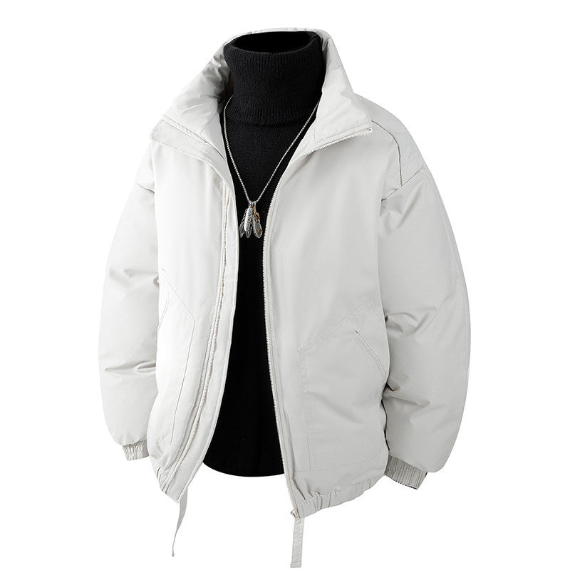 Men's Oversized Thermal Quilted Jacket with High Collar, Zipper and Drawstring Chichicherry